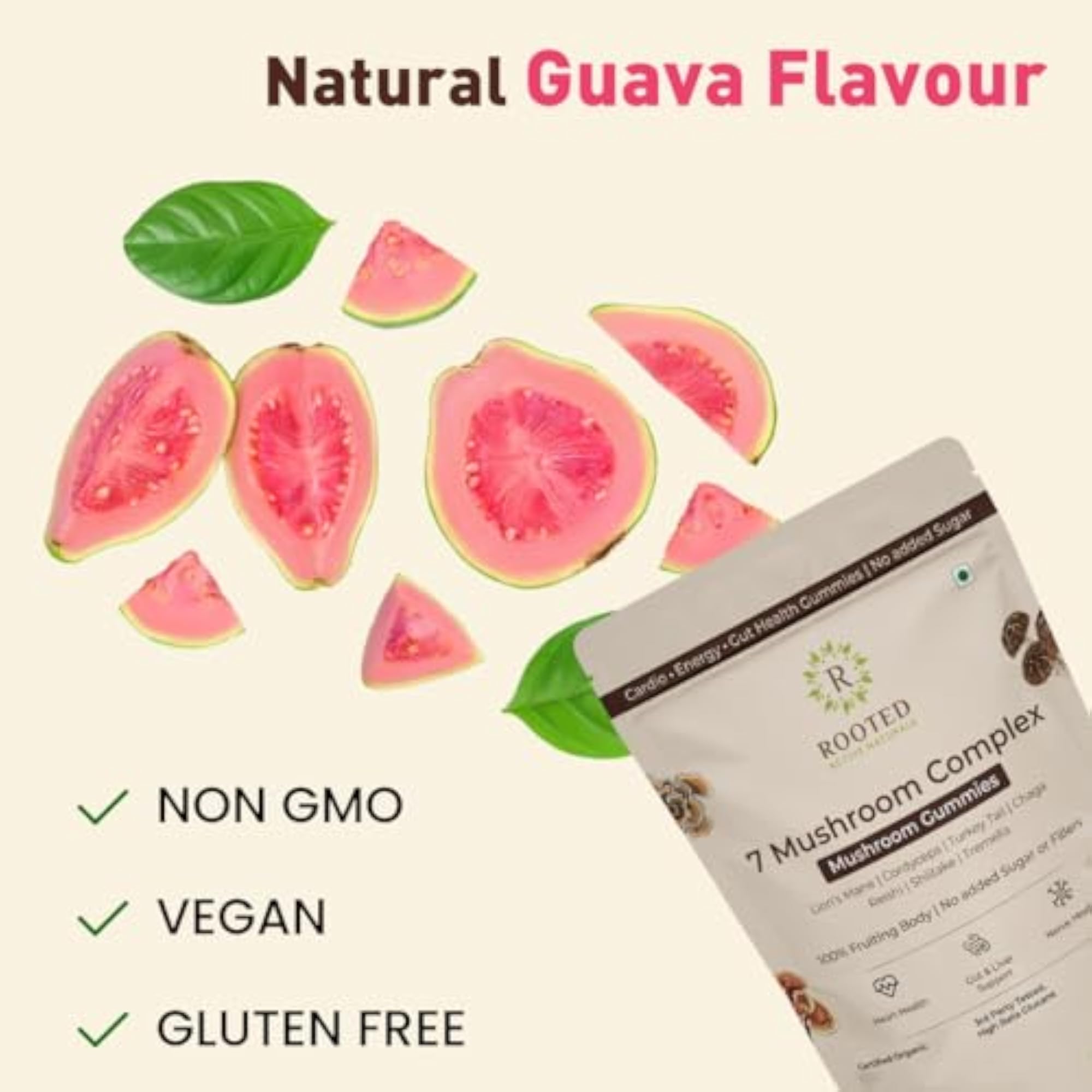 Rooted Actives Organic 7 Mushrooms Blend Gummies, 60 Count