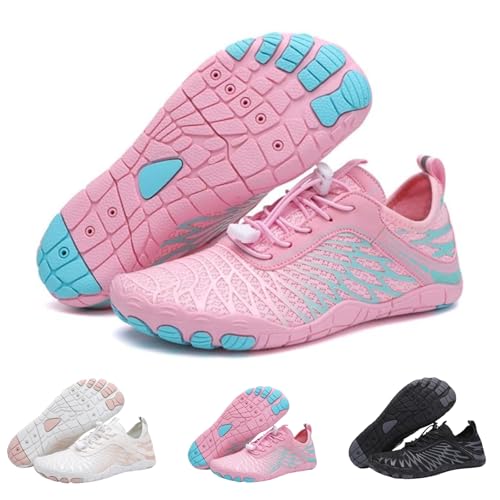 Image of Orgone Hike Footwear Barefoot Shoes Womens Mens, Pro Water Shoes Women Men Barefoot Hike Shoes Travel Shoes, Wide Toe Box Non-Slip Breathable Barefoot Shoes Pink
