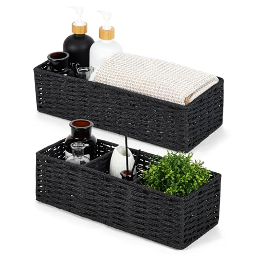 DULLEMELO Toilet Paper Basket for Organizing, Paper Rope Bathroom Baskets,