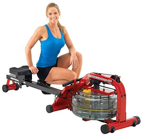 lady sitting next to First Degree Fitness Fluid Rower