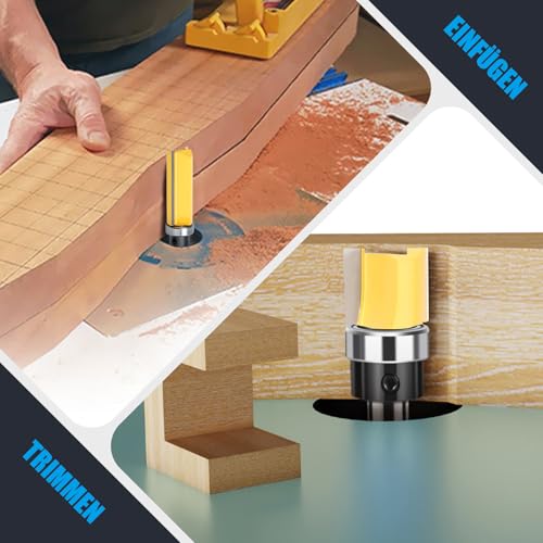 WOBLLMX 8mm Schaft Bündigfräser,Ø19mm,Arbeitslänge 50mm,mit Kugellager Hartmetall Klinge Handlich,langlebig und scharf für Holzbearbeitung DIY zu Hause