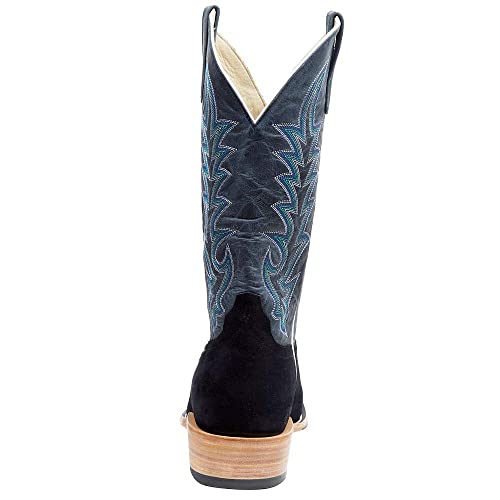 HORSE POWER Mens Top Hand Collection, Black Suede, Blue Goat 13" Cowboy boots HP95023