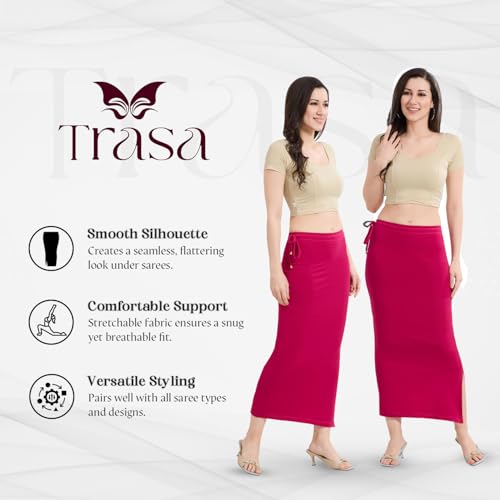 Image of TRASA Womens Saree Shapewear Petticoat, Cotton Lycra Petticoat, Skirts for Women, Shape Wear Dress for Saree