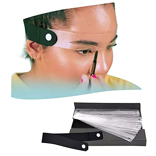 Eyebrow Stencils, Eyebrow Template,Eyebrow Shaping Kit for Beginners,Head-Wearing Eyebrow Clip Strap Eyebrow Template Mold with 12 x Eyebrow Template + 1 x Headband, Reusable Washable,Easy to Use (A)