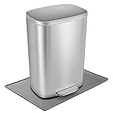 Trash Can Mat, Silicone Material with Non-Slip Particles to Prevent Trash Can Movement and Protect Floors, Raised Edges to Prevent Spills, Suitable for Kitchen, Living Room, Bedroom (15.7"x23.6")