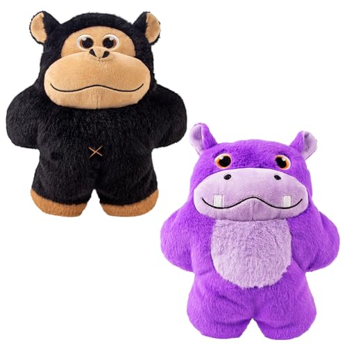 KONG Snuzzles Dog Toy X-Large – Plush Squeaky Dog Toy for Large Breeds – Ultra-Soft, Crinkle Sounds, Durable Interactive Dog Chew Toy for Medium & Large Dogs (Hippo/Gorilla Combo)