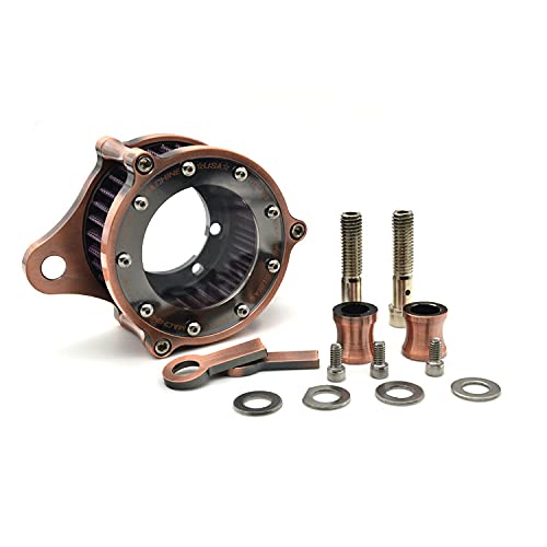 Motorcycle Engine Air Filter,Powersports Air Filters,Air Cleaner Intake Filter System Kit For Harley Davidson Sportster 883 1200,Aluminum Cnc Machined Washable(Transparent-Bronze) #TOP21