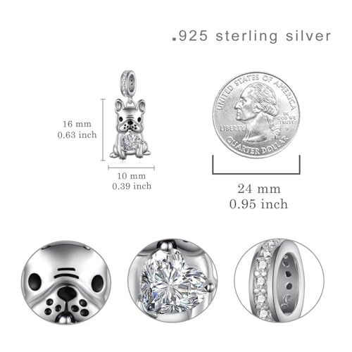 French Bulldog Charms 925 Sterling Silver Frenchie Charms French Bulldog Jewelry Gifts for Women Dog Lover4