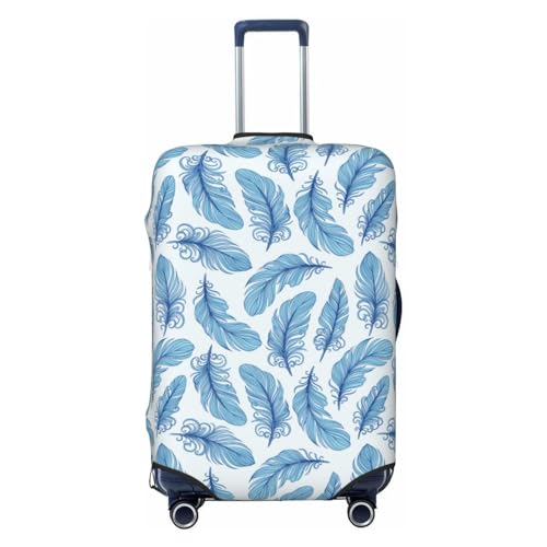Travel Luggage Cover - Blue Feather Washable Suitcase Covers Protector Fits 18-32 Inch Luggage