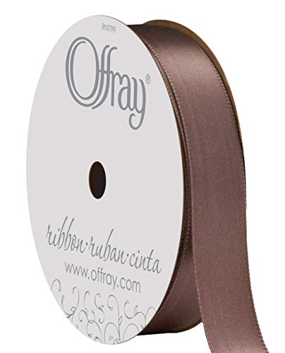 Image of Berwick Offray 808786 5 /8 inch Wide Single Face Satin Ribbon, New Chocolate Brown, 6 Yds