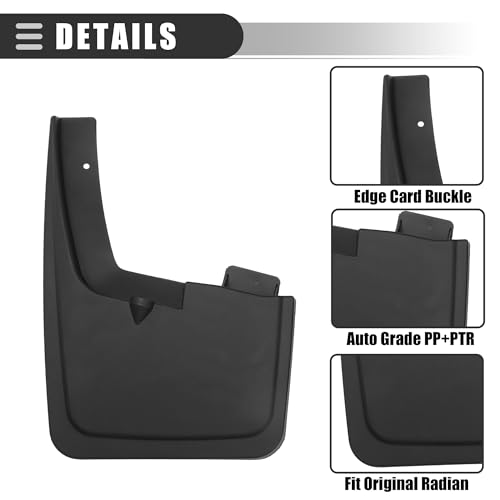Image of Motoforti Car Mud Flaps, Splash Guards, for Ford F-150 2015-2020, Plastci, with Screw, Black, 1 Set