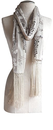 Burn-out Velvet Scarf, 70" L x 13" W, with 9" Fringe, Vineyard2