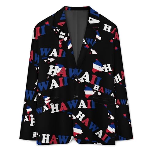 Hawaii State Flag Map Men's Slim Suit Long-Sleeve Prom Tuxedo Classic Two Button Business Jacket3