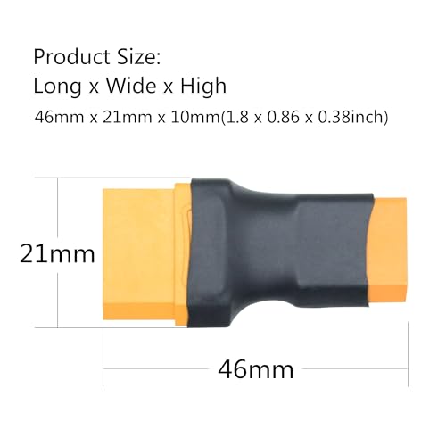 Conversor de conector macho XT60 e XT90, conector macho XT60 para XT90 macho sem adaptador de fio, p