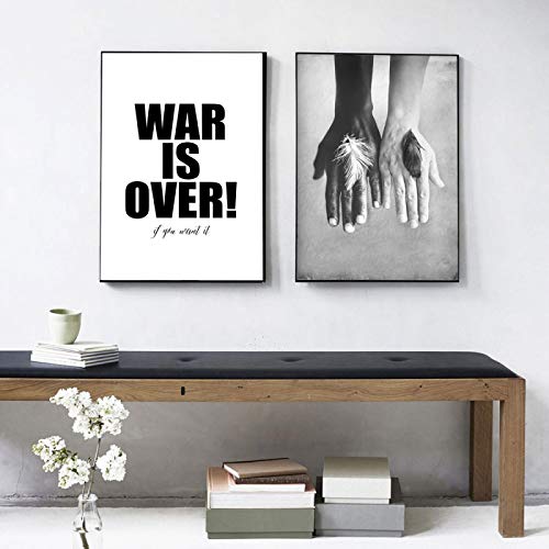 Affiche imprime citation plume main : lot de 2 toiles pour relooker un salon vide