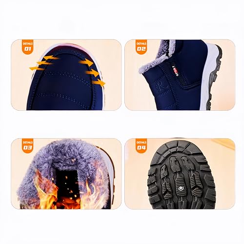 Image of Men's Cotton-Padded Shoes Winter Thickened Couple Snow Boots Warm Cotton Boots Women's Waterproof Snow Boots Warm and Cozy Ankle Boots