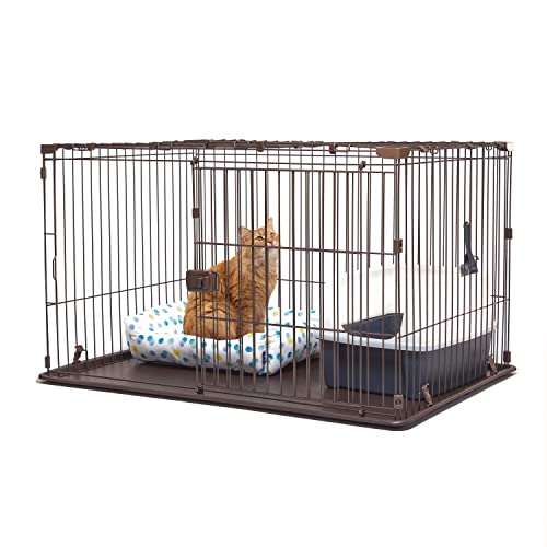 Iris Ohyama Estensione per recinto per cani, A66cm, Con porta con serratura, Marrone, con Tetto, Metal, Parco, Per Cucciolo, Gatti, Interni, Esterni, Gabbia, Cuccia, Montaggio Facile, STS-1200TY
