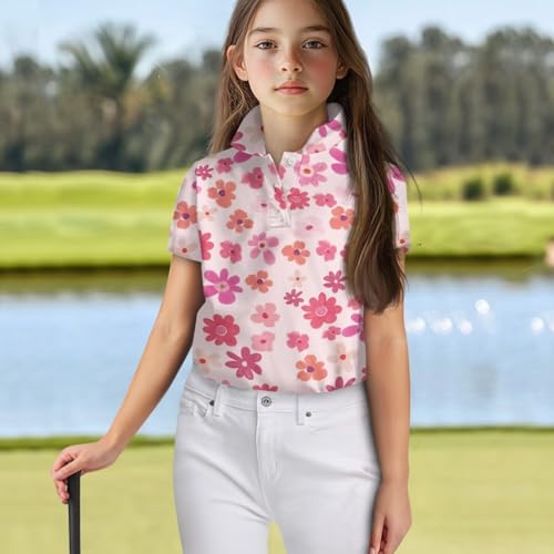 Girls and Boys Polo Shirts Short Sleeve Golf Shirts Button Closure Golf Polo Shirts Pique Collared Tennis Tank Tops4