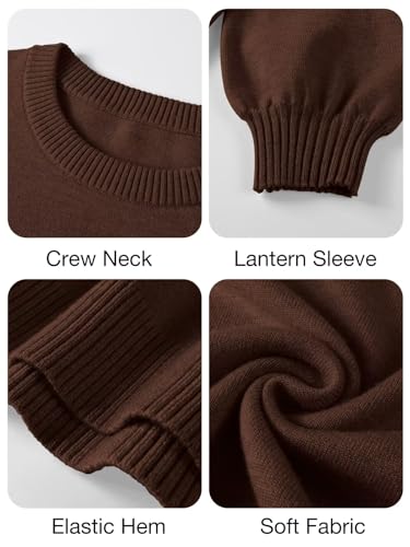 Image of Women's Plus Size Sweaters Crewneck Knit Side Slit Pullover Tops Fall Outfits (4X, Coffee)