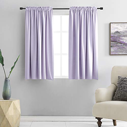 DONREN Lot de 2 Rideaux occultants Violet Lavande de 137,2 cm de Long pour Cuisine, Petite fenêtre, Rideaux avec Passe-Tringle pour Chambre à Coucher