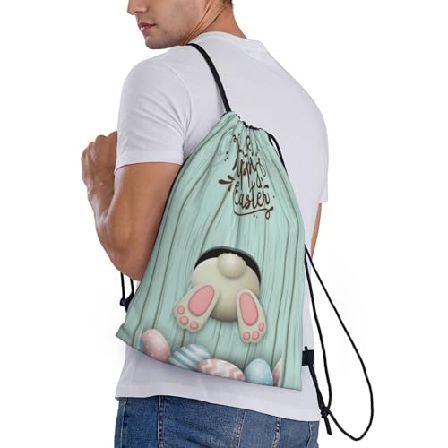 Cute Easter Bags Funny Bunny Drawstring Backpack Adjustable Sports Bag for Gym, Swimming,Beach,Shopping, Yoga Bag3