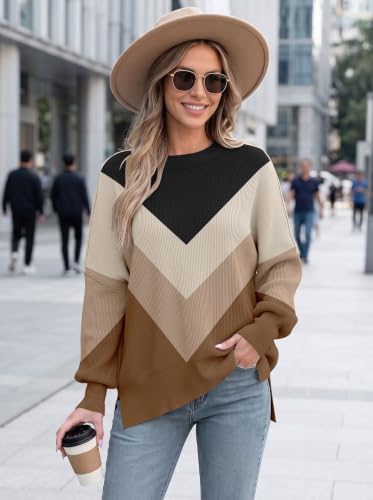 Image of Womens Oversized Sweaters Fall 2026 Fashion Clothes Colorblock Knit Tops