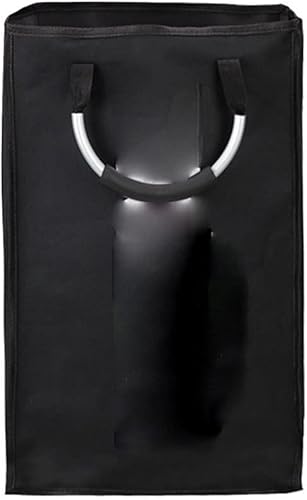 JINBAR Laundrybasket Household Toy Storage Bag Large Foldable Standing Clothes Basket Cloth Portable Clothes Basket with Handle (Color Black)