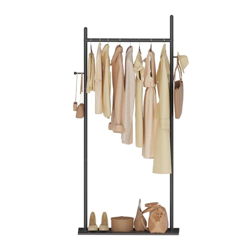 GUOHNHE Perchero de Pie, Gran Perchas Independientes Moderno con Placa Inferior de Roca Gruesa y 2 Ganchos, Metal Bengaleiro, para Oficina, Dormitorio, 65 x 30 x 175, Negro, GYJ202LB