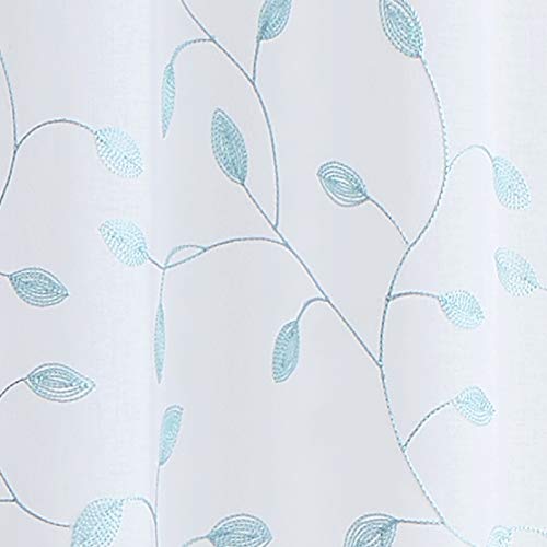 Tende velate da 160 cm di lunghezza con motivo a foglia, tenda in chiffon blu con