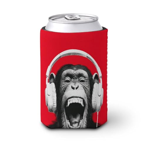 Manga térmica para lata de cerveza mono con casco moderno para fiestas, playa, eventos, hogar