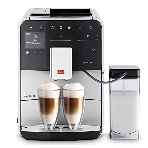 Melitta Barista T Smart Argent, Machine à Café à Grain avec Broyeur, Connectée, Système One Touch, Double bac à grains, 18 spécialités de café, Mode 1 à 2 Tasses, Écran Couleur, Réservoir à lait
