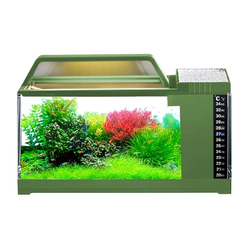 Betta Aquarium, Completo Acuario Conjunto con iluminación LED y de filtro | Preparación automática del filtro - Bomba completa Inclusive Pump Más silenciosa, decoración elegante para el sonido