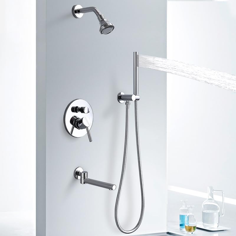 Douche à pluie hexagonale noire LWX encastrée à 3 modes pour salle de bain