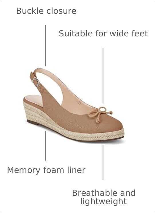 Image of Womens Closed Toe Espadrilles Wedges Shoes Platform Slingback Mid Low Heel Canvas Bow Dress Sandals