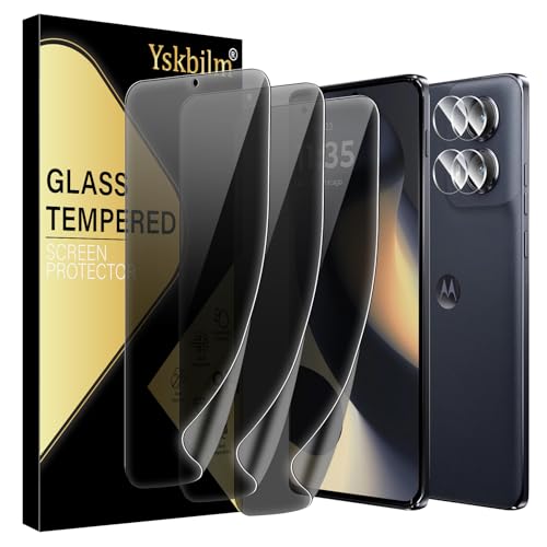 U. EHome (3+2 Pack) for Motorola Moto Edge 2024 Privacy Screen Protector 3 Pack Screen Protector + 2 Pack Camera Protection Flexible TPU Film(Not Tempered Glass) [3D Touch][Bubble-Free][Anti-Scratch]