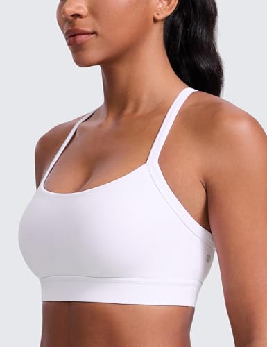 Image of CRZ YOGA Butterlift Cross Back Sports Bras | Medium Support, Removable Pads, Yoga, Buttery Soft, Scoop Neck, Cut-Out, Adjustable Thin Straps, for Women
