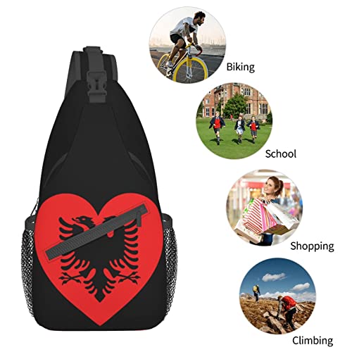 Mochila Cruzada Unisex Love Albania Flag miniatura 7