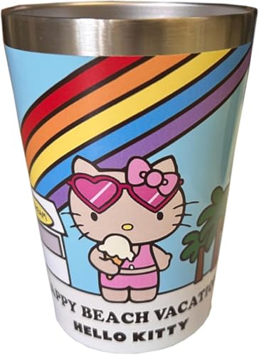 ハローキティ HELLO KITTY サンリオ 保冷保温 ステンレスタンブラー 日焼け キティちゃん ハワイアン雑貨 マグカップ カップホルダー 450ml (ブルー)