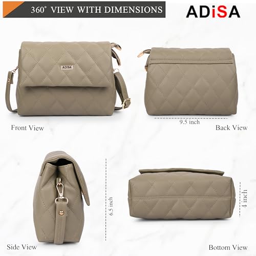 Image of ADISA Women's Girls Quilted Cross Body Sling Bag with Height Adjustable Belt (SL5169)