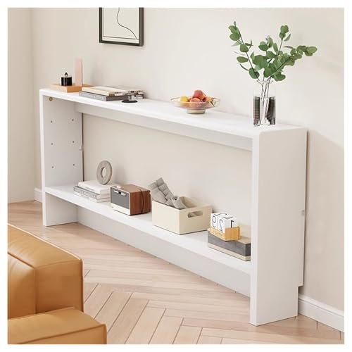 uofgcru Mesa de Entrada de Madera, Consola de Entrada con Orificio for Cables, Compartimentos Ajustables, Ideal para Entrada, Pasillo, Sala De Estar, Detrás del Sofá(Color Blanco - 150x10x69cm)