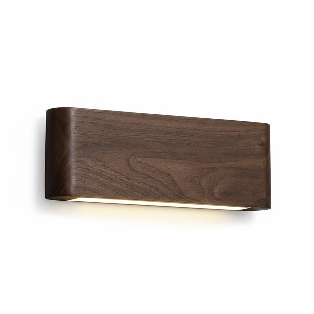 Applique Murale linéaire en Bois de Noyer Noir avec éclairage LED Ascendant/Descendant, Abat-Jour en Acrylique, veilleuse pour Chambre, Salon, Couloir ou escalier (40 cm/15,7 Pouce