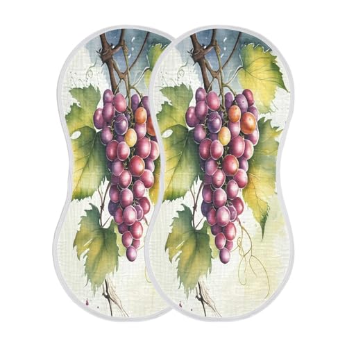 J JOYSAY Grape Branch Beige Baby Burp Cloths for Boys Girls Large 22''x11'' Cotton 4 Layer Neutral Burp Clothes for Boy Spit Up one sizex2