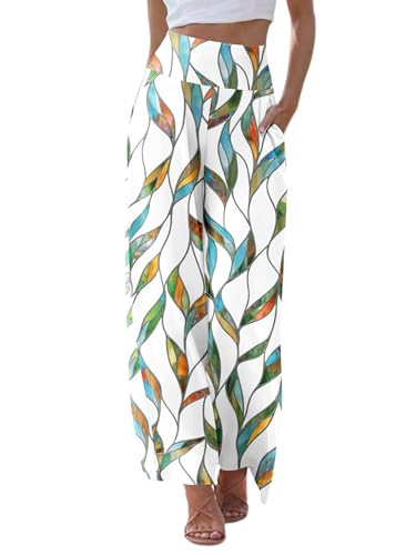 JZC Women's Palazzo Lounge Pants Casual Wide Leg Pants High Waist Flowy Toursers with Pockets