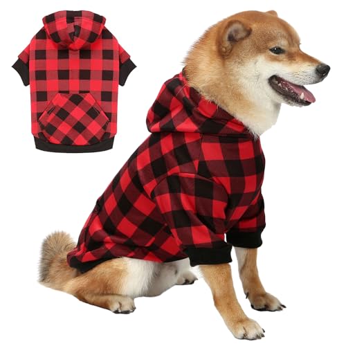 Ropa, Pet Products Sudadera con capucha para perro, Sudadera para Perros con gorro y bolsillo,diseño de cuadros,ropa de invierno para mascotas abrigadas sudaderas para perros...