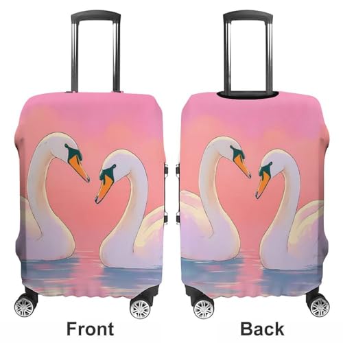 Two Swans in Love Luggage Covers Washable Travel Suitcase Cover Elastic Baggage Protector3
