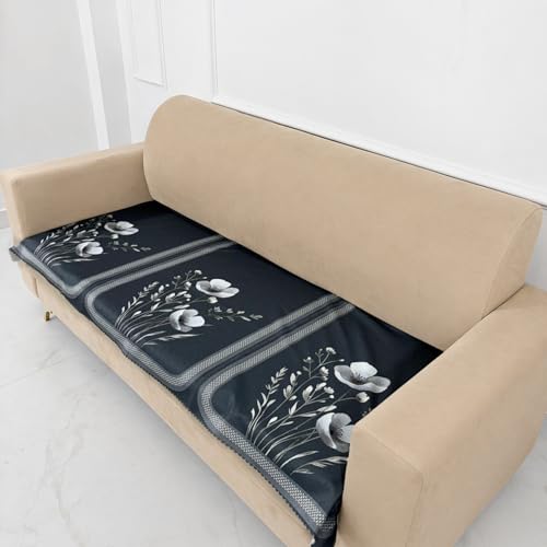 Image of Homerz Premium Waterproof Jasmine Joe Sofa Seat Cover - Floral Printed Sofa Protector | Non-Slip, Washable & Durable Sofa Protector (Grey, 7 (3+2+2) Seater)