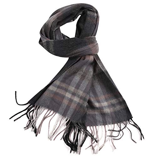 WAMSOFT Lambswool Scarves Shawl, Women Mens Long Thick Scarf Shawl Winter Fall Soft Warm Shoulder Scarf Fashion 100% Wool Plaid Scarf Festival Gift(Brick Red&Grey Plaid)?