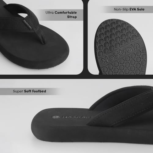 Image of NoStrain Men's Canvas Slippers, Flip Flops & Chappal - Angular Fit