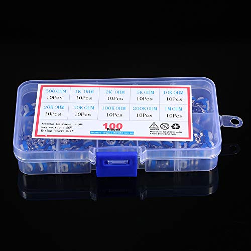 Loijon 100 pcs 10 Valores 500~1 M ohm Resistência Variável 6mm Potenciômetro RM065 Preset Carbono Ho