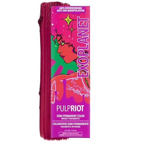 Pulp Riot Semi Permanent Hair Color Exoplanet Magenta with Balanced Pink Purple & Red Tones Long-Lasting Vibrancy Anti-Overworking Formula Vegan Conditioner-Based 4oz Tube